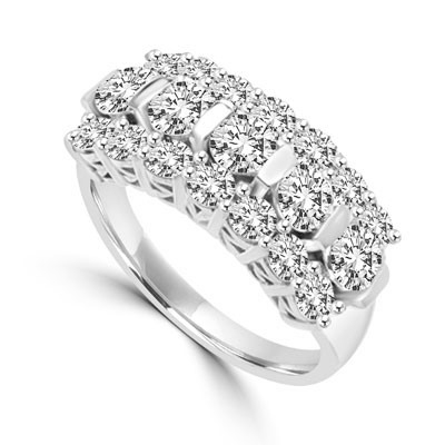 Wide Band Round Sparkles on Display - 2.5 Cts. T.W. In 14k Solid White Gold.