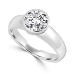 Diamond Essence 1.25 Cts.T.W. Round Brilliant Bezel Set Solitaire Ring in 14K White Gold.