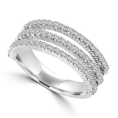 Diamond Essence Ring with Round Brilliant Melee Set In Three Delicate Rows, 1.50 Cts.T.W. In 14K White Gold.