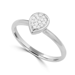 Diamond Essence Delicate Ring With Brilliant Melee in Pear Shape Setting, 0.10 Ct.T.W. In 14K White Gold.