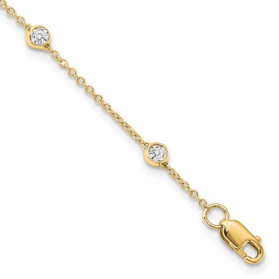 Bezel set lab-grown diamond station bracelet in 14K yellow gold by Diamond Essence