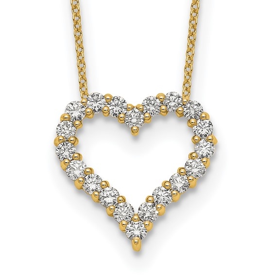 Open heart lab-grown diamond pendant necklace in 14K yellow gold by Diamond Essence