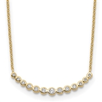 Bezel-set curved bar lab-grown diamond necklace in 14K yellow gold by Diamond Essence