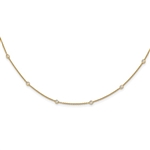 14K yellow gold bezel set diamond station necklace with 0.405 carat lab grown diamonds on an 18 inch cable chain