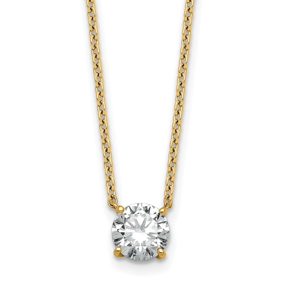Round solitaire lab-grown diamond pendant necklace in 14K yellow gold by Diamond Essence