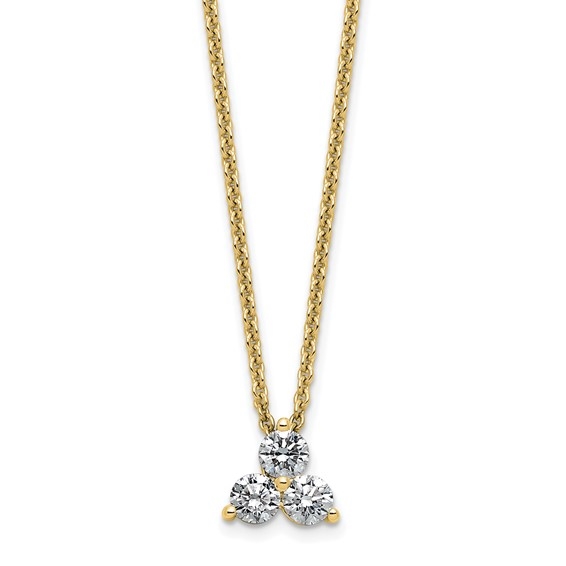 Trio lab-grown diamond pendant necklace in 14K yellow gold by Diamond Essence
