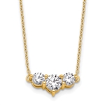 Three-stone lab-grown diamond pendant necklace in 14K yellow gold by Diamond Essence