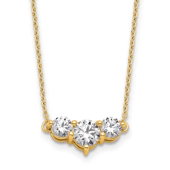 Three-stone lab-grown diamond pendant necklace in 14K yellow gold by Diamond Essence