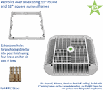 16x16 Retrofit to 12x12 Square AntiEntrapment Suction Outlet Cover Mud Frame and RetroAdapter SubFrame VGB Series