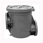Hair and lint strainer with Cam and Ramp 6 Inch SUCTION _ 6 Inch DISCHARGE  lid basket and hardware