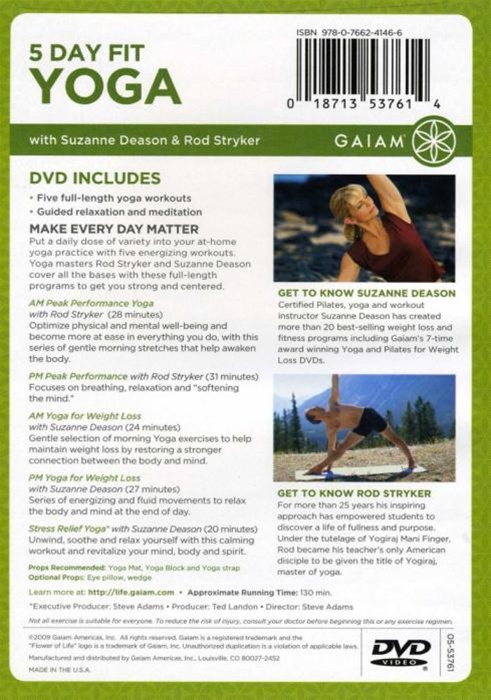 Gaiam 5 Day Fit Yoga With Suzanne Deason DVD