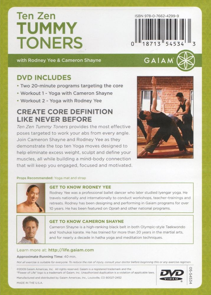 Gaiam Ten Zen Tummy Toners DVD Cameron Shayne And Rodney Yee