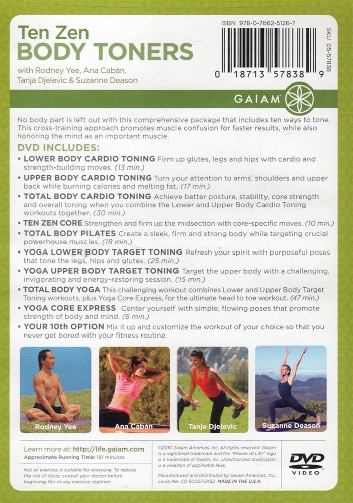 Gaiam Ten Zen Body Toners DVD - Rodney Yee, Ana Caban, Tanja Djelevic &  Suzanne Deason