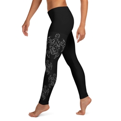 Honu Tattoo Family  (Hawaiian Green Sea Turtle) Long Leggings