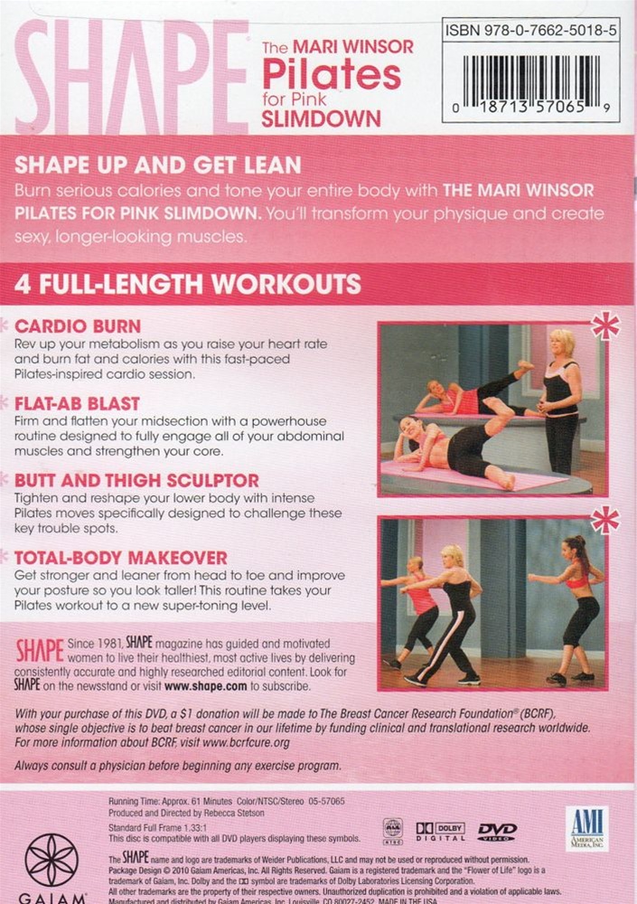 Shape Pilates for Pink Slimdown with Mari Winsor DVD