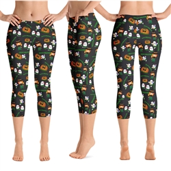 Halloween - Happy Hulaween Capri Leggings - 6 Color Choices & Regular or Wide Waistband