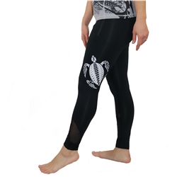 Honu (Hawaiian Green Sea Turtle) Tattoo Yoga Pants with Mesh accents and zippered pockets