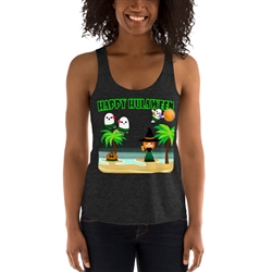 Halloween - Happy Hulaween Racerback Tri-Blend Tank