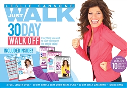 Leslie Sansone Just Walk 30 Day Walk off Kit - 3 DVDs and Band with Meal Plan