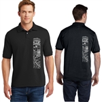 Men's Short Sleeve Heavy Weight Polo Sport Shirt with Samoan Tattoo Print - Mahina Collection - sizes up to 5XL