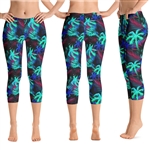 Hawaiian Tropical Palm Tree and Fern Crop Yoga Pants - 9 Colors Available