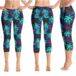 Hawaiian Tropical Palm Tree and Fern Crop Yoga Pants - 9 Colors Available