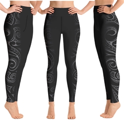 Polynesian Maori / Samoan Tattoo Long Leggings - 6 colors and Plus Size available with 2 Band Widths