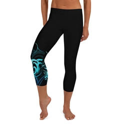 Wave Pattern Capri Yoga Pants - 2 Band Styles Available (Regular and Wide)