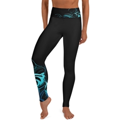 Wave Pattern Long Yoga Leggings - 2 Bands Available (Regular and Wide) & Plus Sizes