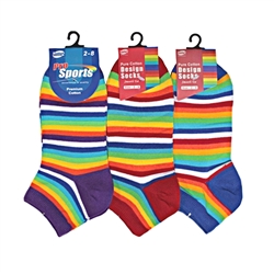 Sunfort - Thin striped ankle socks - candy