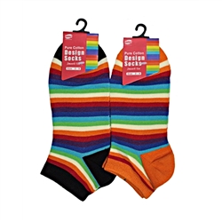 Sunfort - Thin striped ankle socks - rainbow