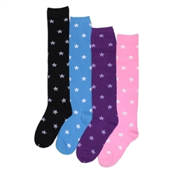Sunfort - Plain knee high socks with stars