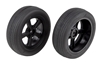 Associated DR10 Front Wheels and Drag Tires, Mounted (2)