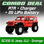 Axial SCX10 III RTR with Jeep JLU Wrangler Body - Orange Combo with Charger and 3S LiPo Battery