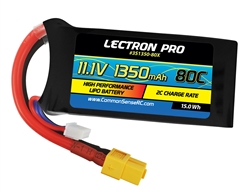 Common Sense RC 3S 11.1V 1350mAh 80C Lectron Pro LiPo Battery - XT60