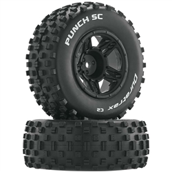 Duratrax Punch SC C2 Mounted Tires 12mm Black (2)