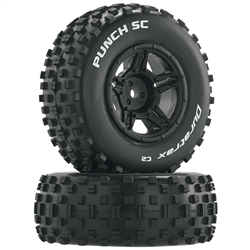 Duratrax Punch SC C2 Mounted Tires 12mm Black (2)