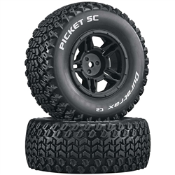 Duratrax Picket SC C2 Mounted Tires 12mm Black (2)