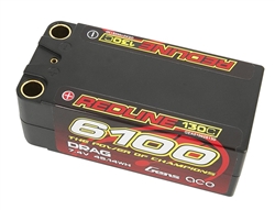 Gens ace 2S 7.4V 6100mAh 130C Redline Series "Drag" Shorty LiPo Battery - 8mm Bullets (11217)