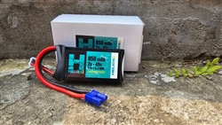 Helios RC 2S 7.4V 850mAh 45C LiPo Battery - EC2