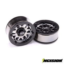 Incision 1.9" KMC XD229 Machete Black Chrome Plastic Wheels (2)