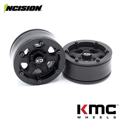 Incision 1.9" KMC KM233 Hex Black Plastic Wheels (2)