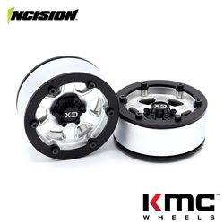 Incision 1.9" KMC KM233 Hex Silver Plastic Wheels (2)