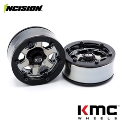 Incision 1.9" KMC KM233 Hex Black Chrome Plastic Wheels (2)