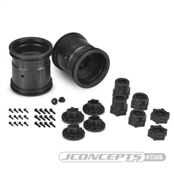 JConcepts Midwest 2.2" Monster Truck 12mm Hex Wheels w/ Adapters Black (2)