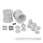 JConcepts Midwest 2.2" Monster Truck 12mm Hex Wheels w/ Adapters White (2)