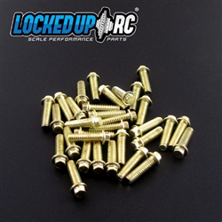 Locked Up RC M2 x 7mm Scale Hex Bolts (30) Brass Plated (LOC-041)