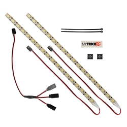 MyTrickRC White Light Strips 2-12" Gel Coat-Waterproofed Light Strips and 3-Way Y-Cable