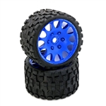 Powerhobby Scorpion BELTED Monster Truck Pre-mounted Tires on 3.8" Wheels - Blue (2)