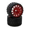 Powerhobby Scorpion BELTED Monster Truck Pre-mounted Tires on 3.8" Wheels - Red (2)